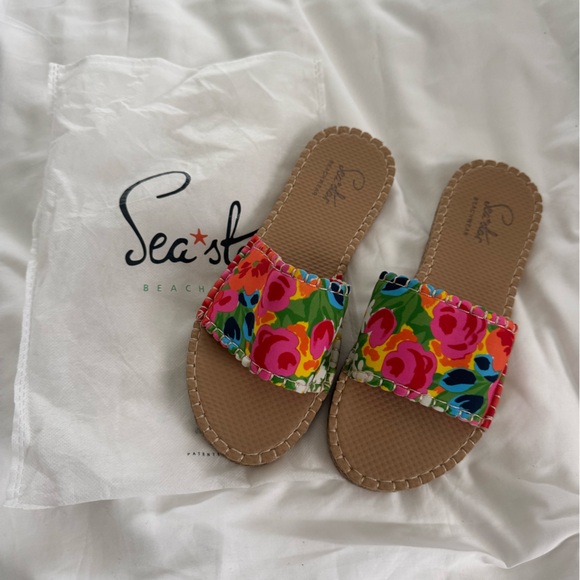 Sea Star Beachwear Colorful Floral Slide Sandals Francis Valentine - Picture 1 of 6